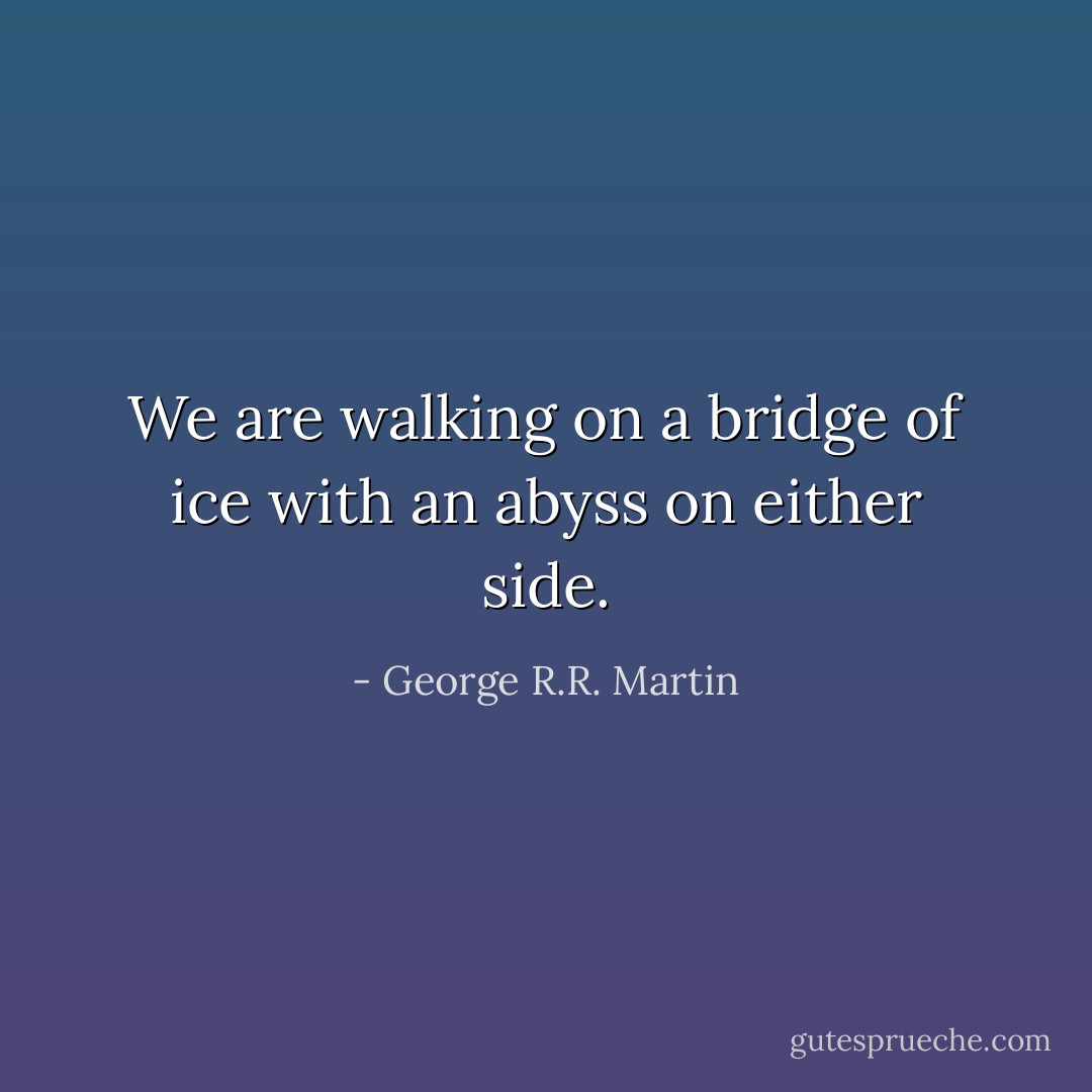 We are walking on a bridge of ice with an abyss on either side. - George R.R. Martin