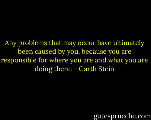 Any problems that may occur have ultimately been caused by you, because you are responsible for where you are and what you are doing there. - Garth Stein