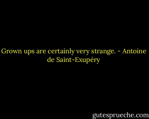 Grown ups are certainly very strange. - Antoine de Saint-Exupéry