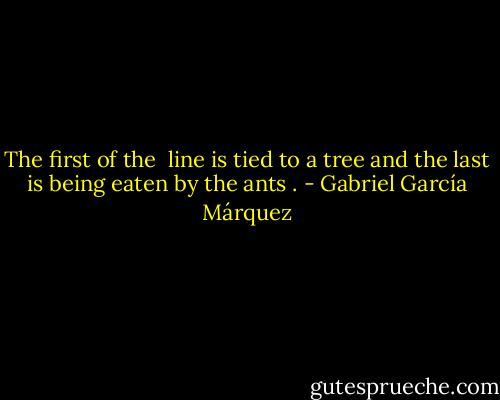 The first of the <br />line is tied to a tree and the last is being eaten by the ants . - Gabriel García Márquez