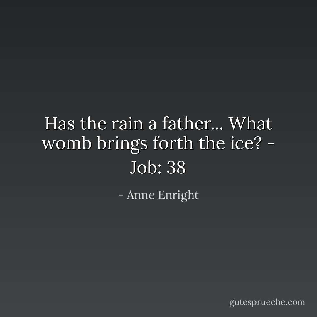 Has the rain a father...<br />What womb brings forth the ice?<br />- Job: 38 - Anne Enright
