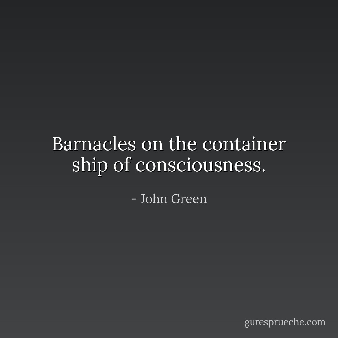 Barnacles on the container ship of consciousness. - John Green
