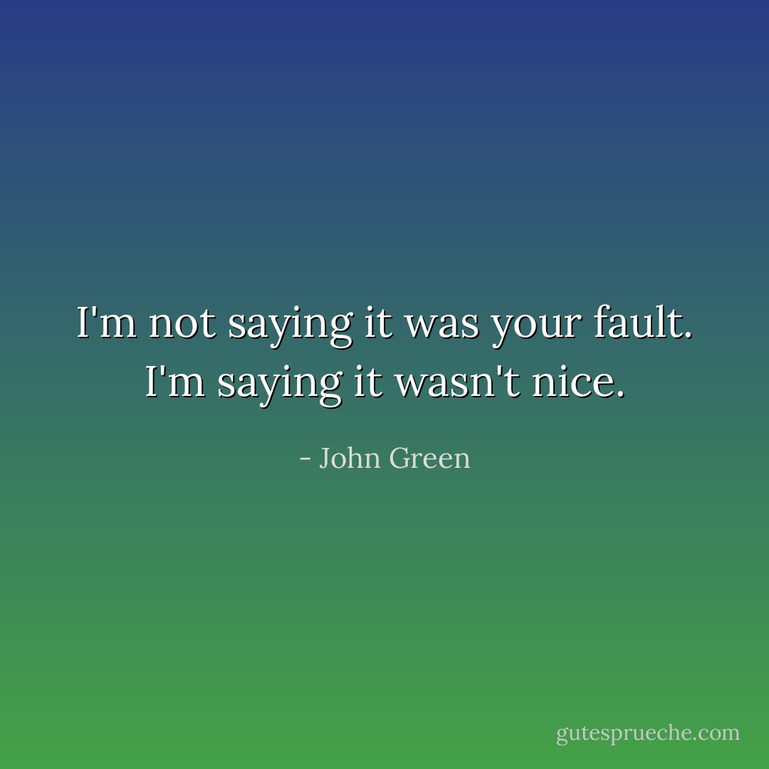 I'm not saying it was your fault. I'm saying it wasn't nice. - John Green