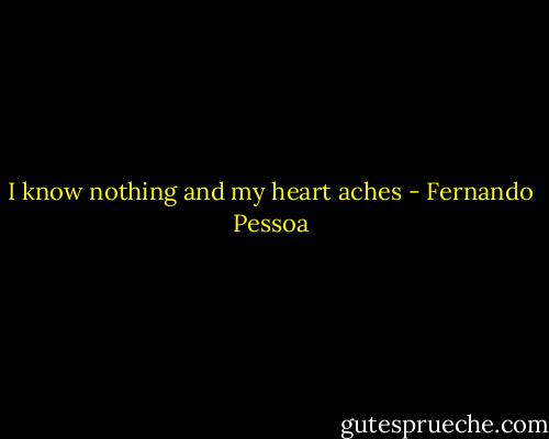 I know nothing and my heart aches - Fernando Pessoa