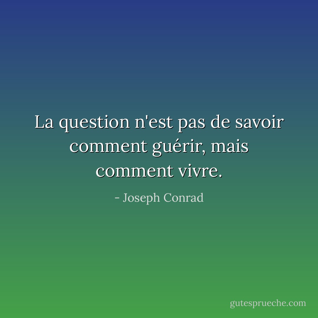La question n'est pas de savoir comment guérir, mais comment vivre. - Joseph Conrad