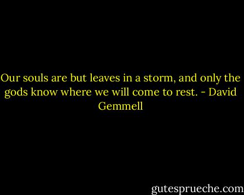 Our souls are but leaves in a storm, and only the gods know where we will come to rest. - David Gemmell