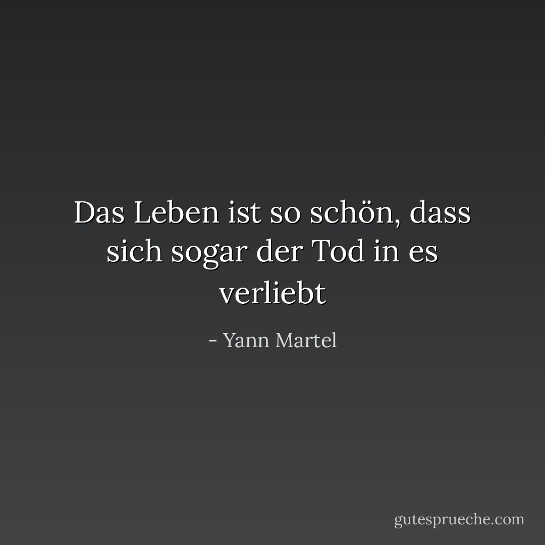 Das Leben ist so schön, dass sich sogar der Tod in es verliebt - Yann Martel<
