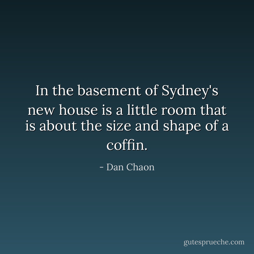 In the basement of Sydney's new house is a little room that is about the size and shape of a coffin. - Dan Chaon