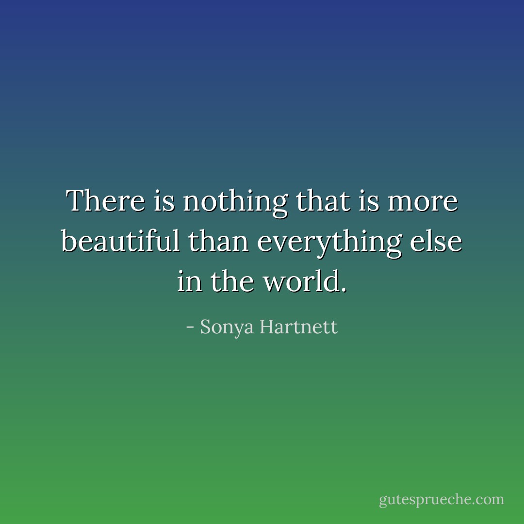 There is nothing that is more beautiful than everything else in the world. - Sonya Hartnett
