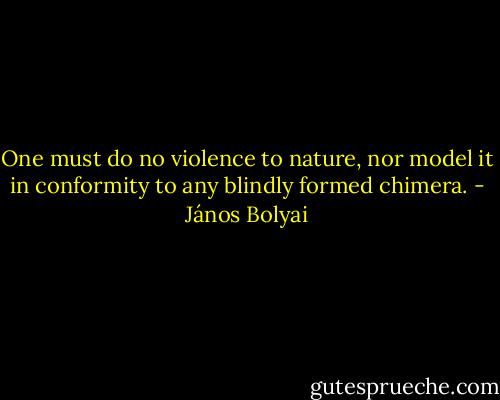 One must do no violence to nature, nor model it in conformity to any blindly formed chimera. - János Bolyai