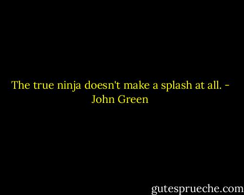 The true ninja doesn't make a splash at all. - John Green