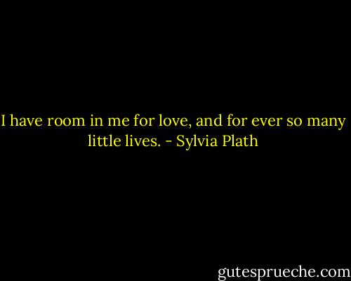 I have room in me for love, and for ever so many little lives. - Sylvia Plath
