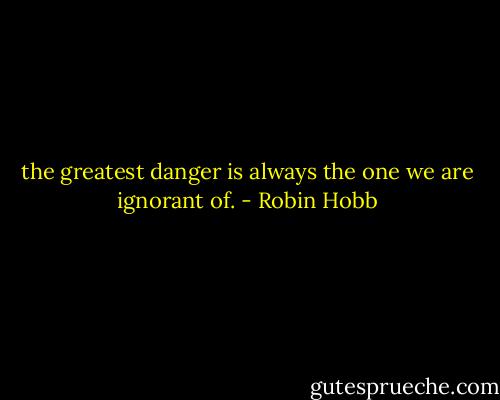 the greatest danger is always the one we are ignorant of. - Robin Hobb