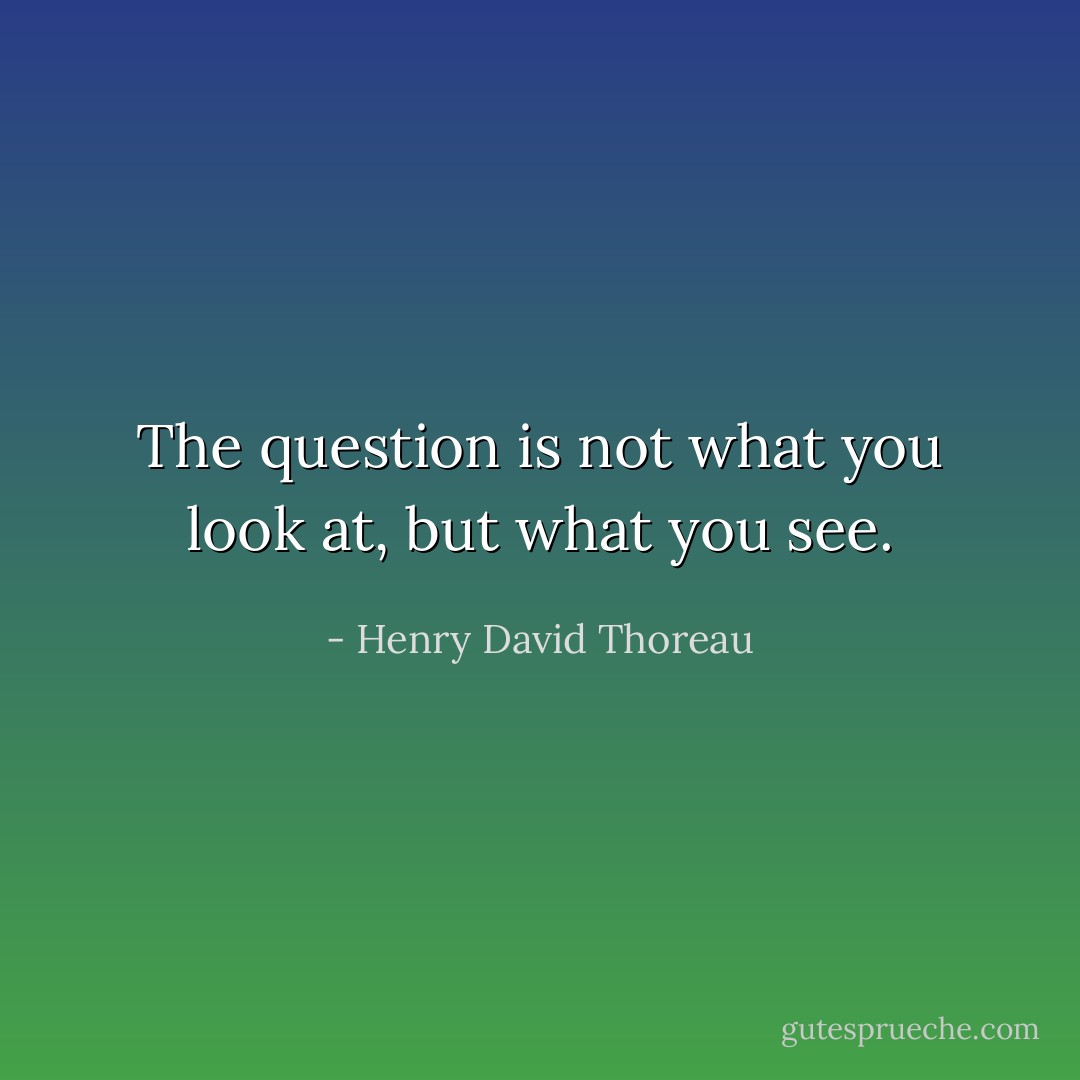 The question is not what you look at, but what you see. - Henry David Thoreau