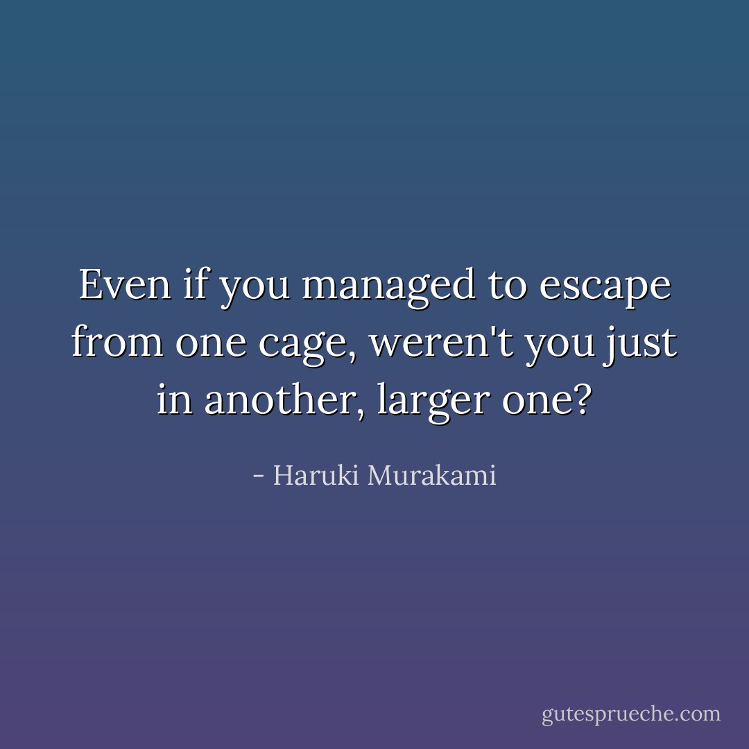 Even if you managed to escape from one cage, weren't you just in another, larger one? - Haruki Murakami