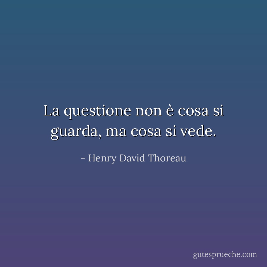 La questione non è cosa si guarda, ma cosa si vede. - Henry David Thoreau