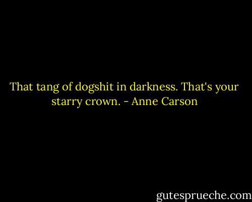 That tang of dogshit in darkness. That's your starry crown. - Anne Carson