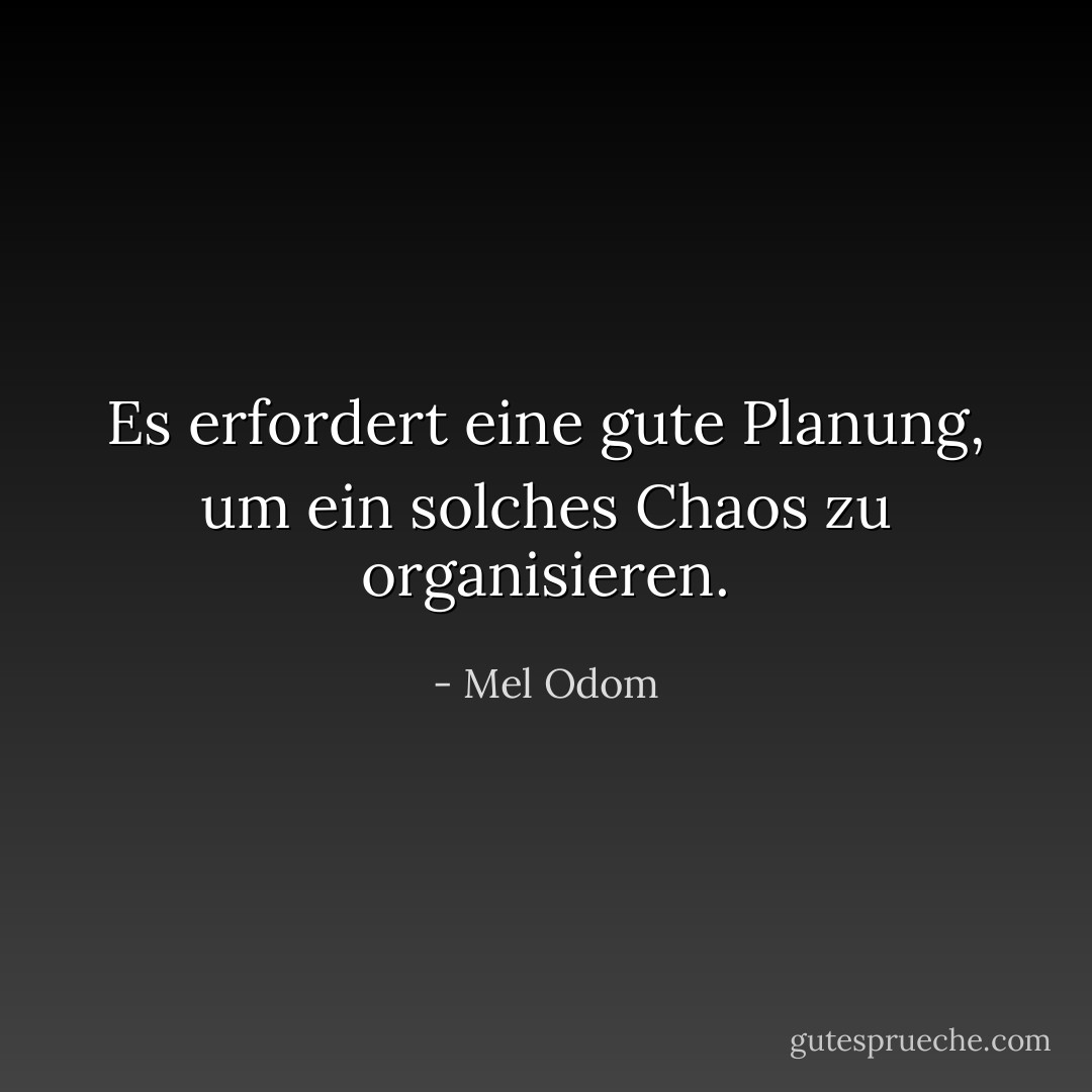 Es erfordert eine gute Planung, um ein solches Chaos zu organisieren. - Mel Odom<