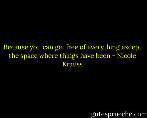 Because you can get free of everything except the space where things have been - Nicole Krauss