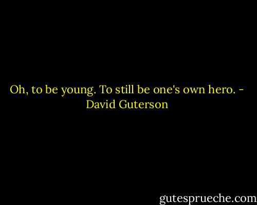 Oh, to be young. To still be one's own hero. - David Guterson