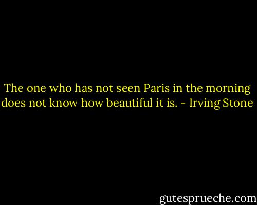 The one who has not seen Paris in the morning does not know how beautiful it is. - Irving Stone