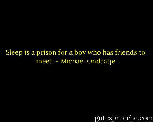 Sleep is a prison for a boy who has friends to meet. - Michael Ondaatje