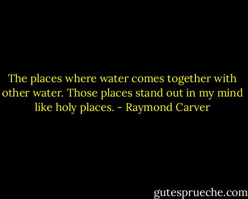 The places where water comes together with other water. Those places stand out in my mind like holy places. - Raymond Carver