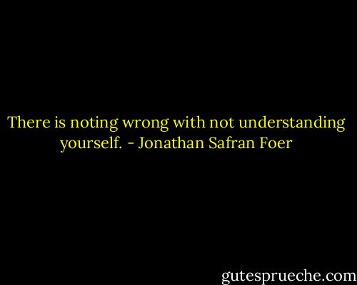 There is noting wrong with not understanding yourself. - Jonathan Safran Foer