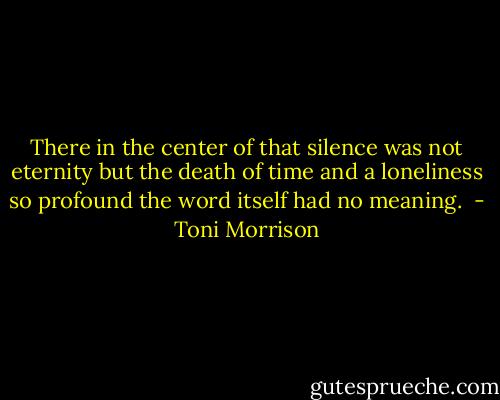 There in the center of that silence was not eternity but the death of time and a loneliness so profound the word itself had no meaning.  - Toni Morrison