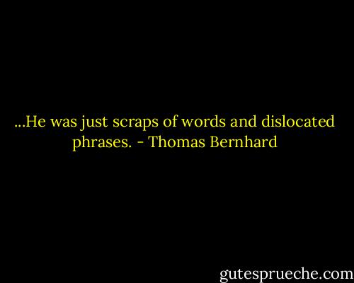 ...He was just scraps of words and dislocated phrases. - Thomas Bernhard