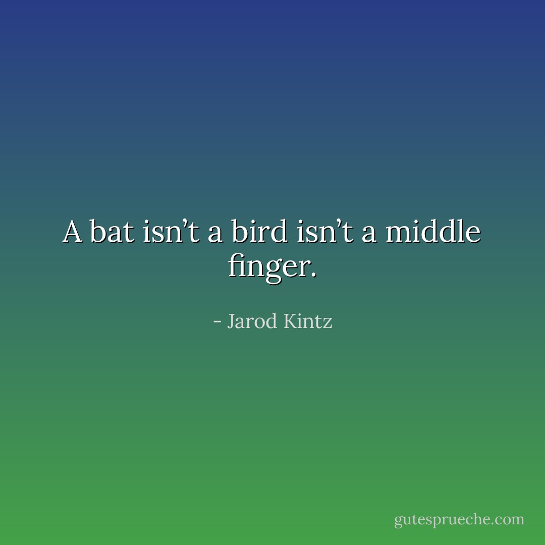 A bat isn’t a bird isn’t a middle finger. - Jarod Kintz
