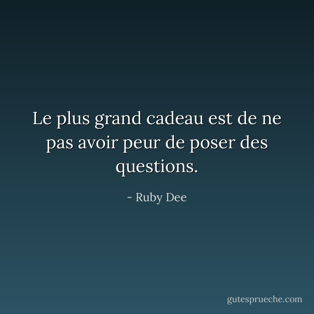 Le plus grand cadeau est de ne pas avoir peur de poser des questions. - Ruby Dee