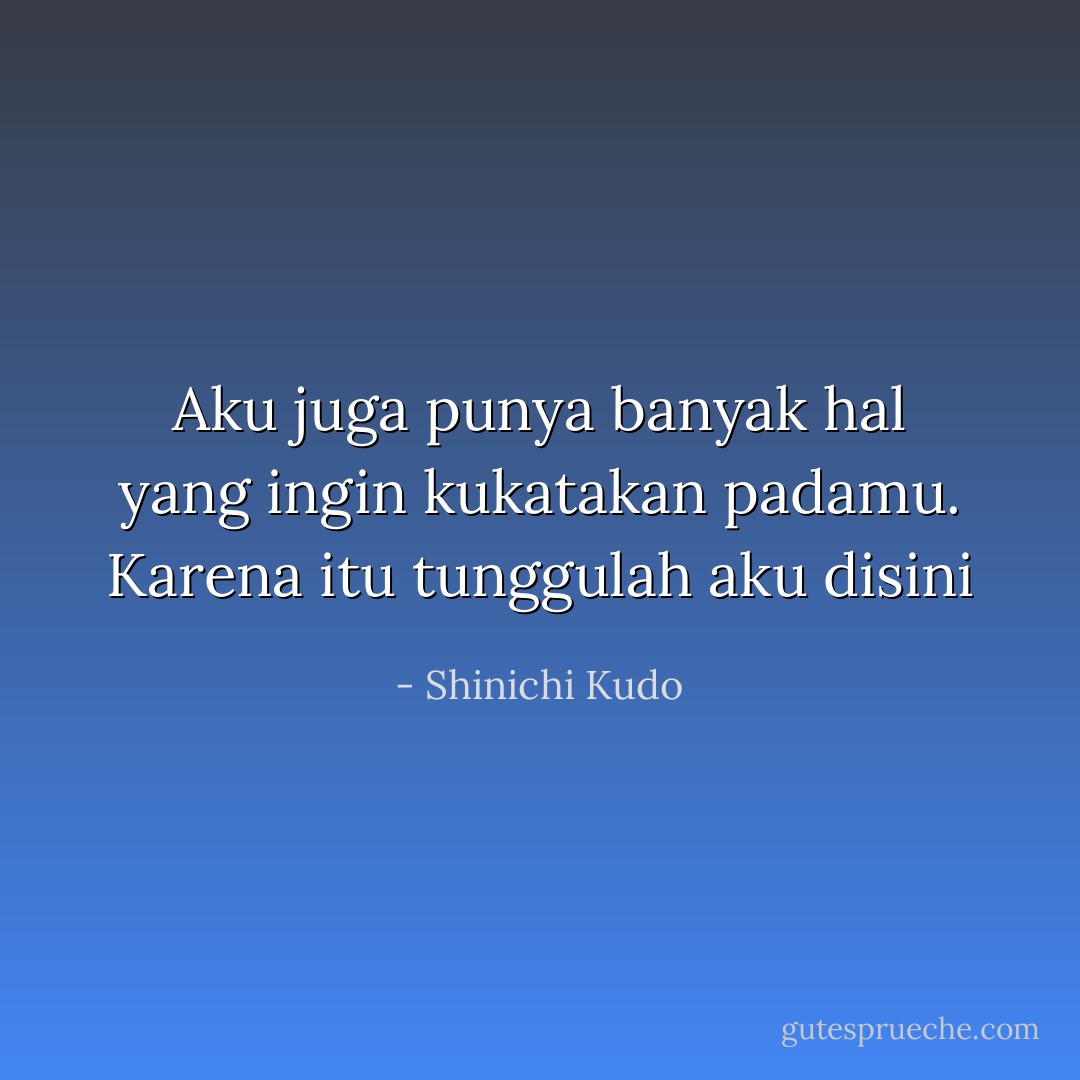 Aku juga punya banyak hal yang ingin kukatakan padamu. Karena itu tunggulah aku disini - Shinichi Kudo