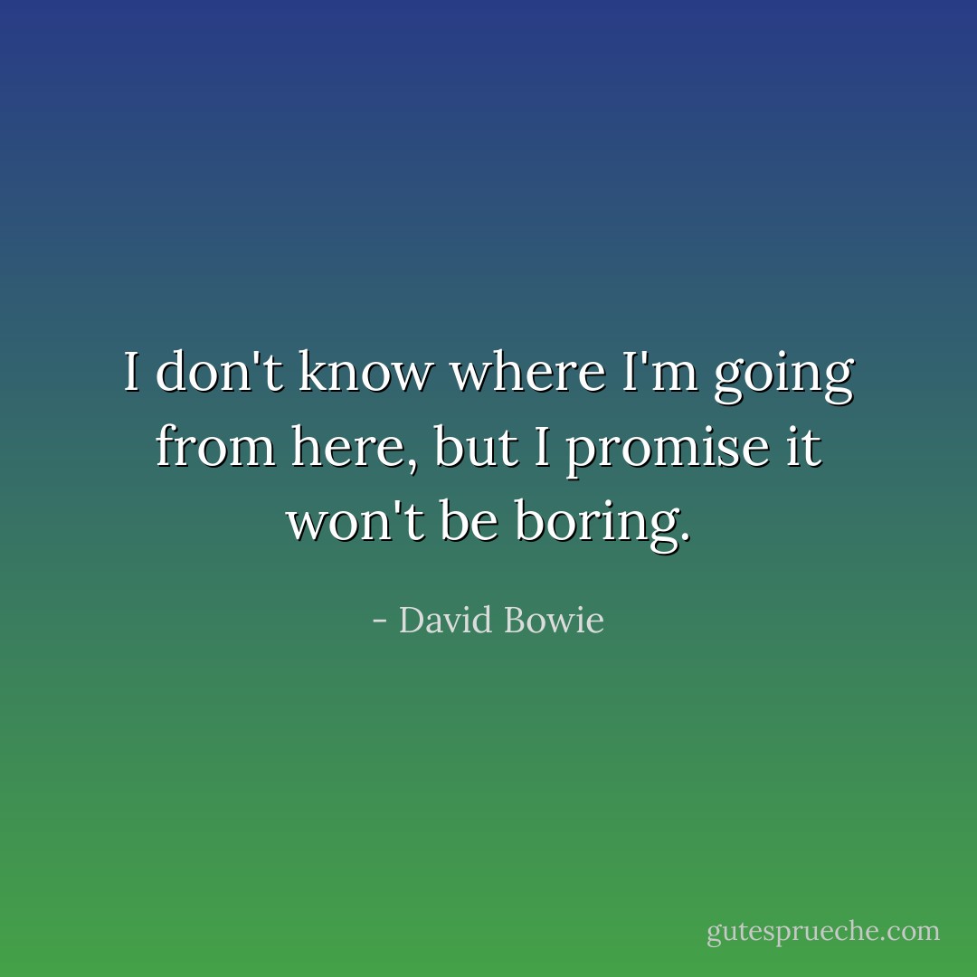 I don't know where I'm going from here, but I promise it won't be boring. - David Bowie