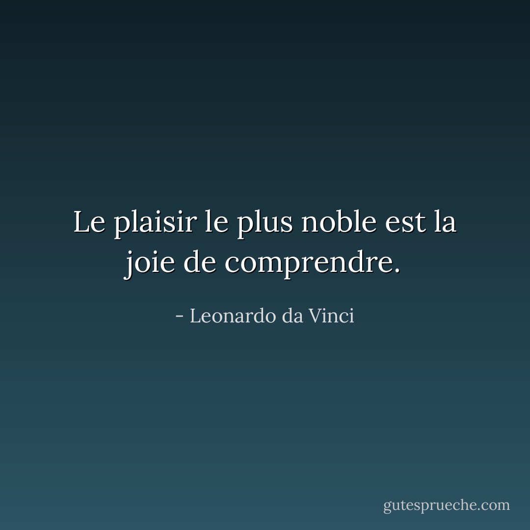 Le plaisir le plus noble est la joie de comprendre. - Leonardo da Vinci
