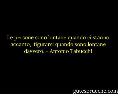 Le persone sono lontane quando ci stanno accanto, <br />figurarsi quando sono lontane davvero. - Antonio Tabucchi