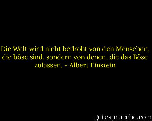 Die Welt wird nicht bedroht von den Menschen, die böse sind, sondern von denen, die das Böse zulassen. - Albert Einstein