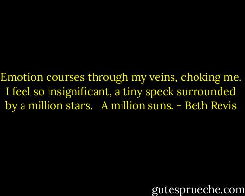 Emotion courses through my veins, choking me. I feel so insignificant, a tiny speck surrounded by a million stars. <br /><br />A million suns. - Beth Revis