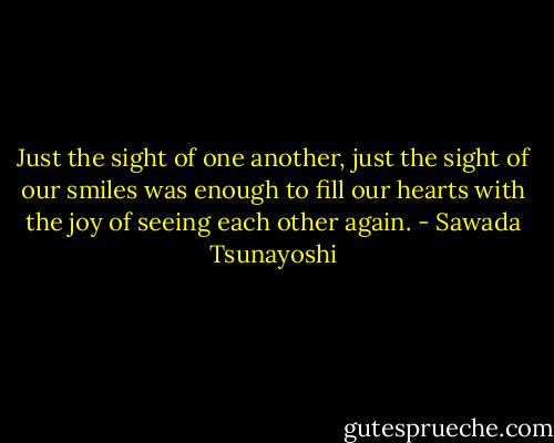 Just the sight of one another, just the sight of our smiles was enough to fill our hearts with the joy of seeing each other again. - Sawada Tsunayoshi