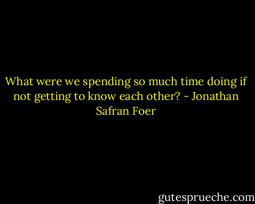 What were we spending so much time doing if not getting to know each other? - Jonathan Safran Foer