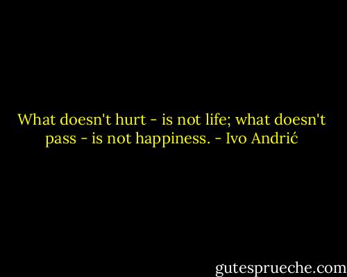 What doesn't hurt - is not life; what doesn't pass - is not happiness. - Ivo Andrić