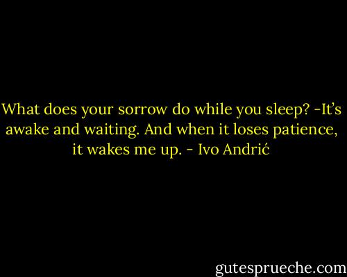 What does your sorrow do while you sleep? -It’s awake and waiting. And when it loses patience, it wakes me up. - Ivo Andrić