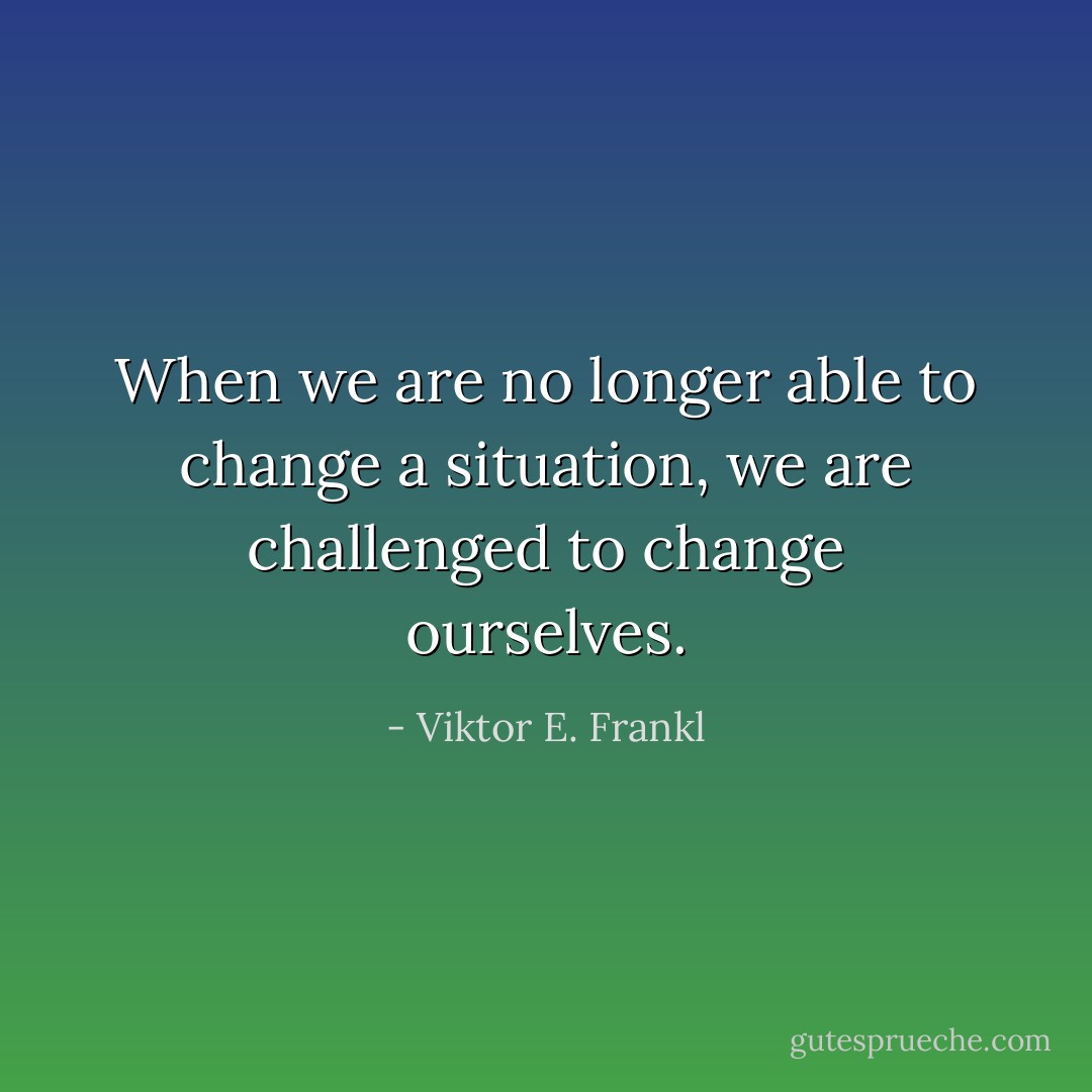 When we are no longer able to change a situation, we are challenged to change ourselves. - Viktor E. Frankl