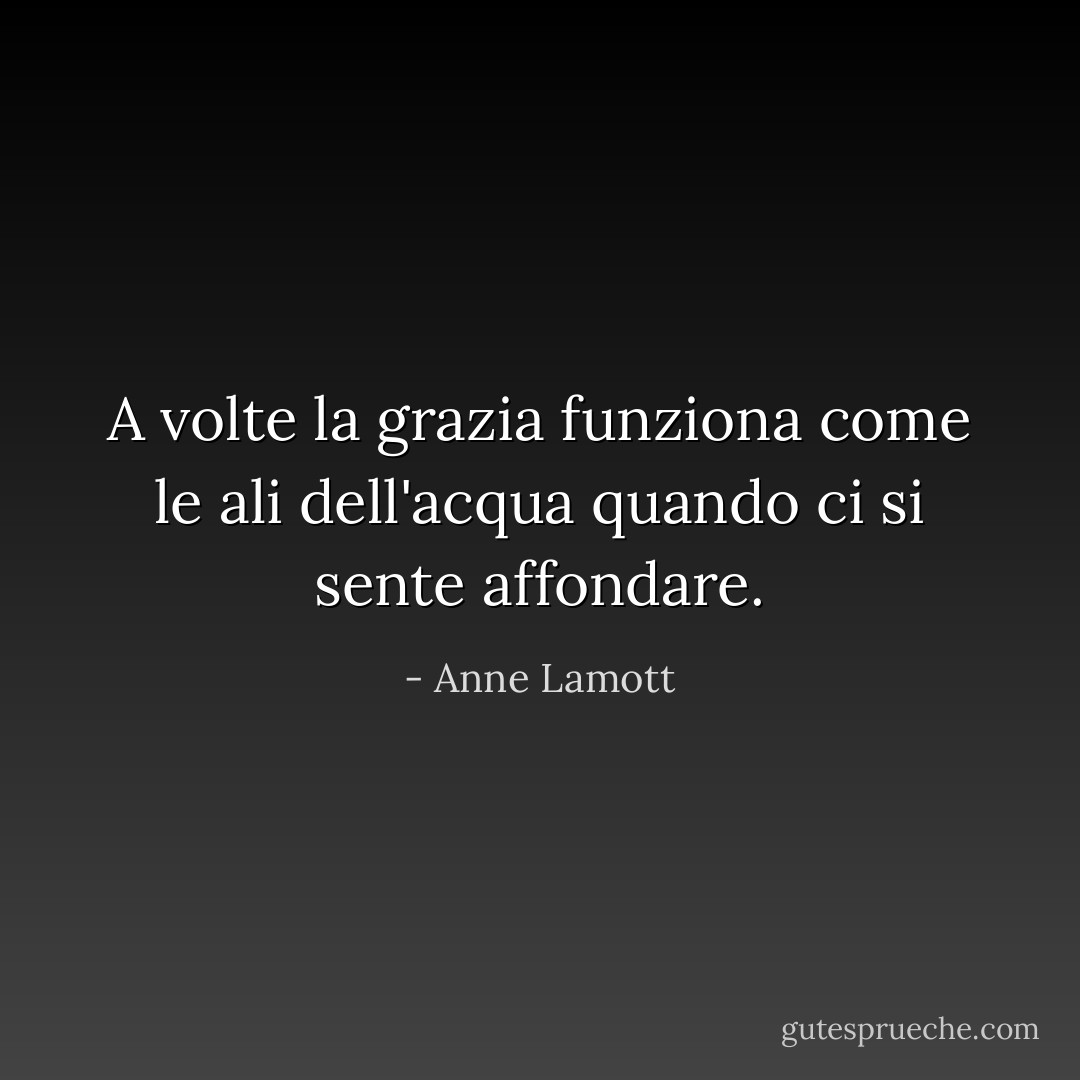 A volte la grazia funziona come le ali dell'acqua quando ci si sente affondare. - Anne Lamott