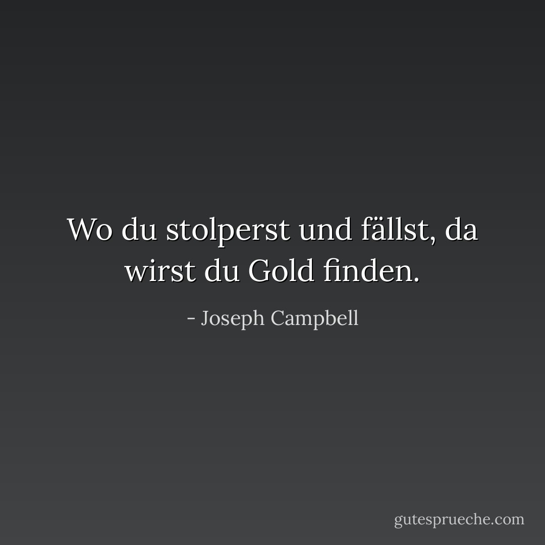 Wo du stolperst und fällst, da wirst du Gold finden. - Joseph Campbell<