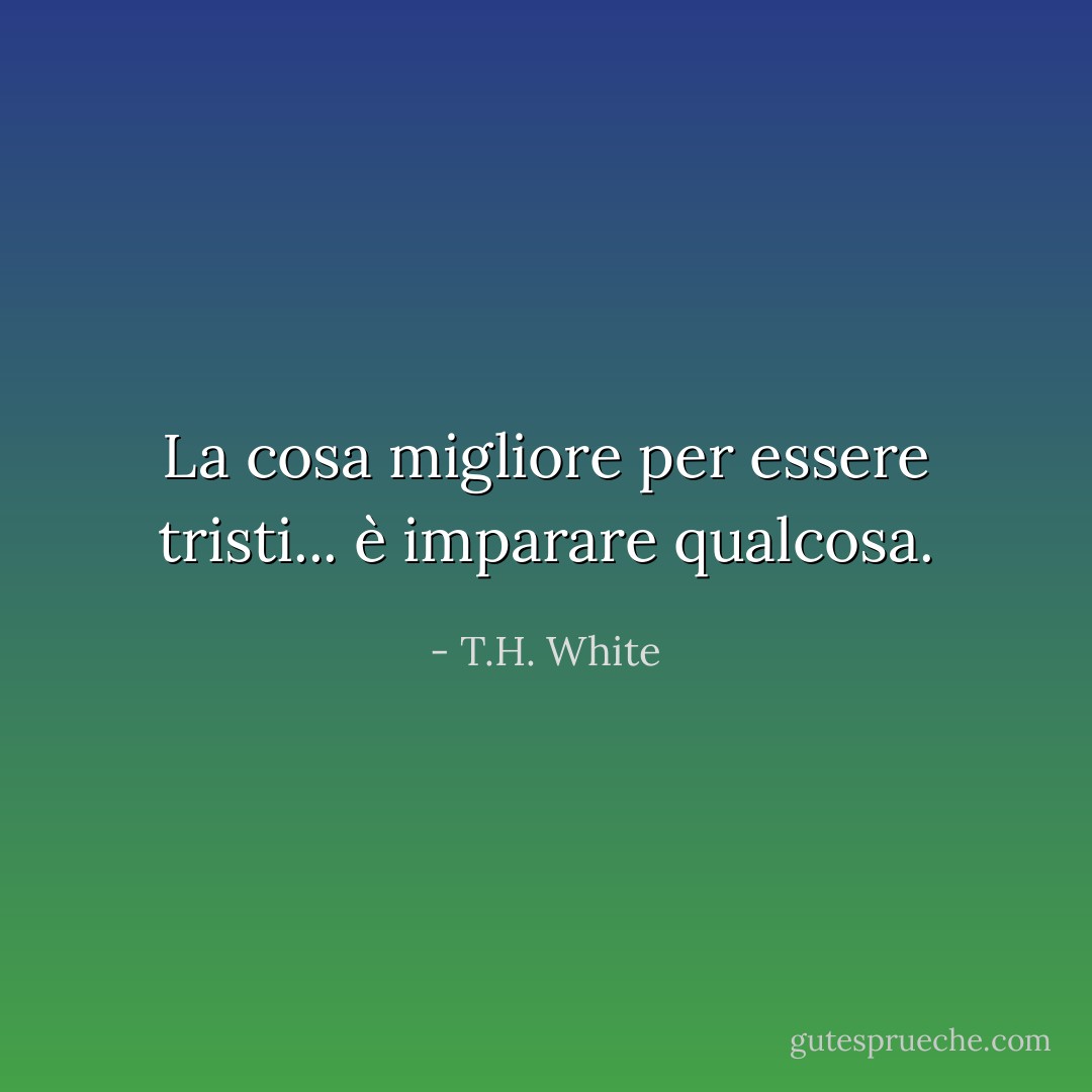 La cosa migliore per essere tristi... è imparare qualcosa. - T.H. White