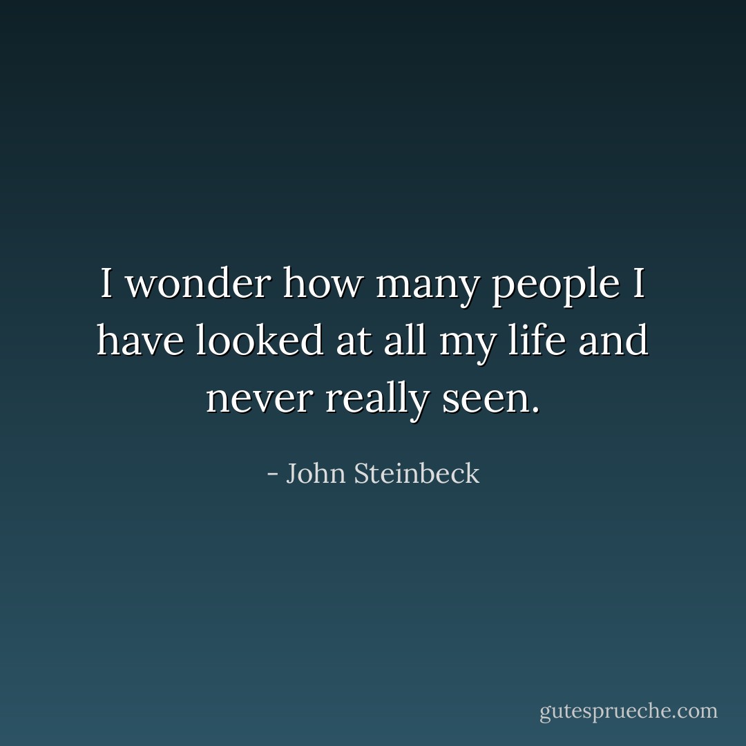 I wonder how many people I have looked at all my life and never really seen. - John Steinbeck