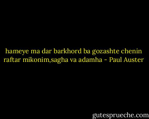 hameye ma dar barkhord ba gozashte chenin raftar mikonim,sagha va adamha - Paul Auster