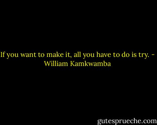 If you want to make it, all you have to do is try. - William Kamkwamba