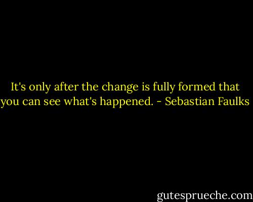 It's only after the change is fully formed that you can see what's happened. - Sebastian Faulks